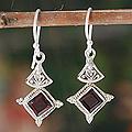 Sterling Silver 'Summer Rose' Garnet Earrings (India)