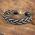 Gold Overlay 'Golden Night' Leather Bracelet (Thailand)