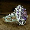 Sterling Silver 'Circle of Light' Amethyst Cocktail Ring (India)