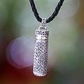 Sterling Silver Men's 'Heart of Courage' Leather Necklace (Indonesia)