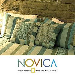 Set of Two Cotton 'Summer Dusk' Cushion Covers (Guatemala)