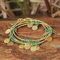 Gold Overlay 'Verdant Suns' Garnet Wrap Bracelet (Thailand)