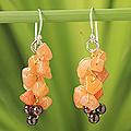 Silver 'Afternoon Passion' Aventurine Garnet Earrings (Thailand)