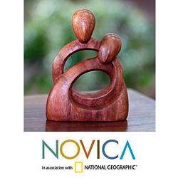 Handcrafted Suar Wood 'Eternity of Love' Sculpture (Indonesia)
