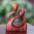 Handcrafted Suar Wood 'Eternity of Love' Sculpture (Indonesia)