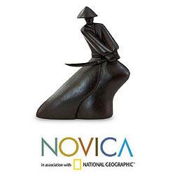 Handcrafted Suar Wood 'Balinese Samurai' Sculpture (Indonesia)