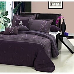 Poppy Flower Plum 12-piece Bed in a Bag with Sheet Set