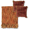 Rust/ Brown Throw Blanket and Decorative Pillow Set