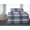 Blue Plaid Printed Flannel Sheet Set