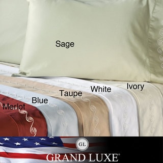 Grand Luxe Egyptian Cotton Sateen 500 Thread Count Swirl Deep Pocket Sheet Set and Pillowcase Separates