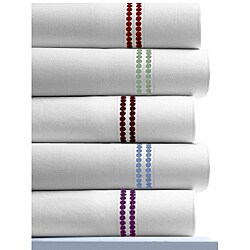 Polka Dot Embroidered 400 Thread Count Cotton Sateen Extra Deep Pocket Sheet Set