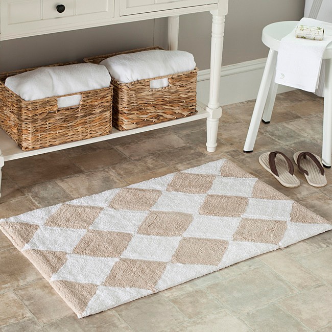 Safavieh Spa 2400 Gram Harlequin Cream/ Beige 21 x 34 Bath Rug (Set of