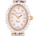 Geneve 14k Gold Diamond Oval Case Watch (1.07ct TDW)