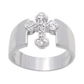 Sterling Silver CZ Cross Ring