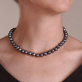 DaVonna 14k Gold Cultured Freshwater Black Pearl Necklace (9-10 mm)