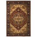 Handmade Heritage Heriz Red/ Navy Wool Rug (5' x 8')