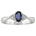 14k White Gold Diamond and Blue Sapphire Ring