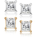 14k Gold 1/2ct TDW Princess-cut Traditional Diamond Stud Earrings (H-I, I1-I2)