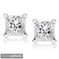 14k Gold 1/2ct TDW Princess-cut Traditional Diamond Stud Earrings