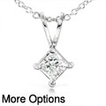 14k Gold 1/3ct TDW Princess Diamond Solitaire Pendant (H-I, I1-I2)