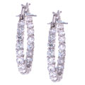 Sterling Silver Small Hoop CZ Earring