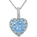 14k White Gold Diamond Blue Topaz Pendant  (Set of 2)