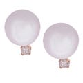 DaVonna 14k Gold White Akoya Pearl and 1/10ct TDW Diamond Stud Earring (8-9 mm)