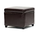 Barcy Bi-cast Leather Espresso Storage Cube Ottoman