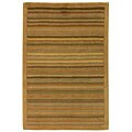 Hand-knotted Stripes Apricot/ Sage Tibetan Wool Rug (3' x 5')