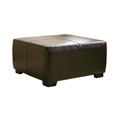 Square Dark Brown Bi-cast Leather Ottoman