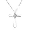 14k White Gold Diamond Cross Pendant