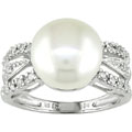 14k White Gold 1/6 TDW Diamond Freshwater Pearl Ring (G-H, I1-I2)