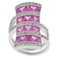 Glitzy Rocks Sterling Silver Pink Sapphire Bold Four-row Ring