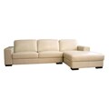 Cream Bi-cast Leather Chaise Sectional Sofa