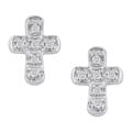 14k White Gold Diamond Cross Earrings