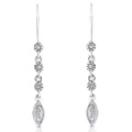 14k White Gold Diamond Leaf Earrings