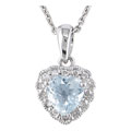 14k White Gold Aquamarine and Diamond Accent Heart Necklace