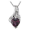 14k White Gold Diamond Rhodolite Heart Pendant