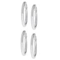 Mondevio Sterling Silver Clip Hoop Earrings Set (Two Pair)