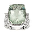 14-kt White Gold 1/5-ct Diamond Green Amethyst Ring