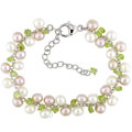 Silver Cultured Freshwater Pearl Peridot Bracelet