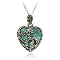 Sterling Silver Marcasite and Turquoise Heart Necklace