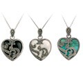 Sterling Silver Marcasite and Gemstone Heart Necklace