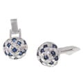 Icz Stonez Sterling Silver Blue and White CZ Round Cuff Links