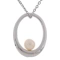 Sterling Silver White Freshwater Pearl Oval Necklace (5 mm)