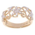 14k Yellow Gold & 1/4ct TW Diamond Flower Ring