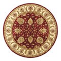 Hand-tufted Agra Red/ Gold Wool Rug (8' Round)