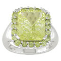 14k White Gold Lemon Quartz and Peridot Ring
