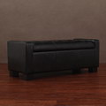 Tufted Leather Storage Bench Black