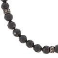 Sterling Silver Marcasite Faceted Black Onyx Beads Necklace